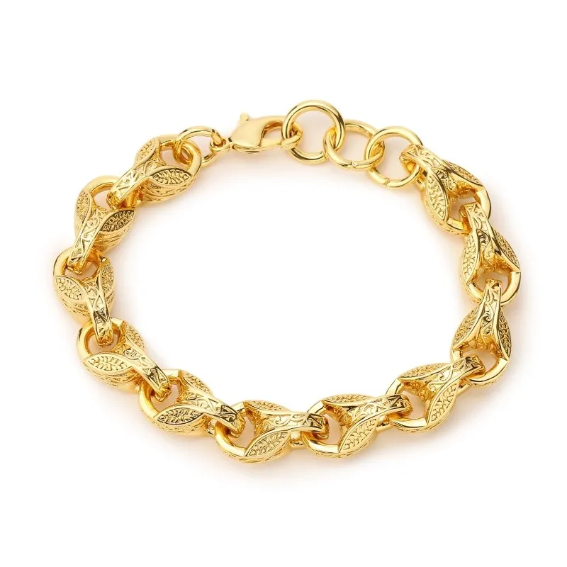 12mm Gold Filled Bonded Patterned Tulip Bracelet 8/9 Inch