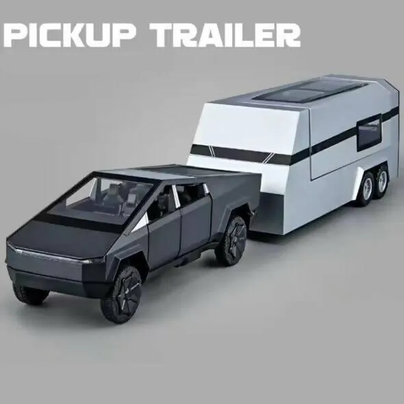 1:32 Diecast Tesla Pickup Truck With Trailer