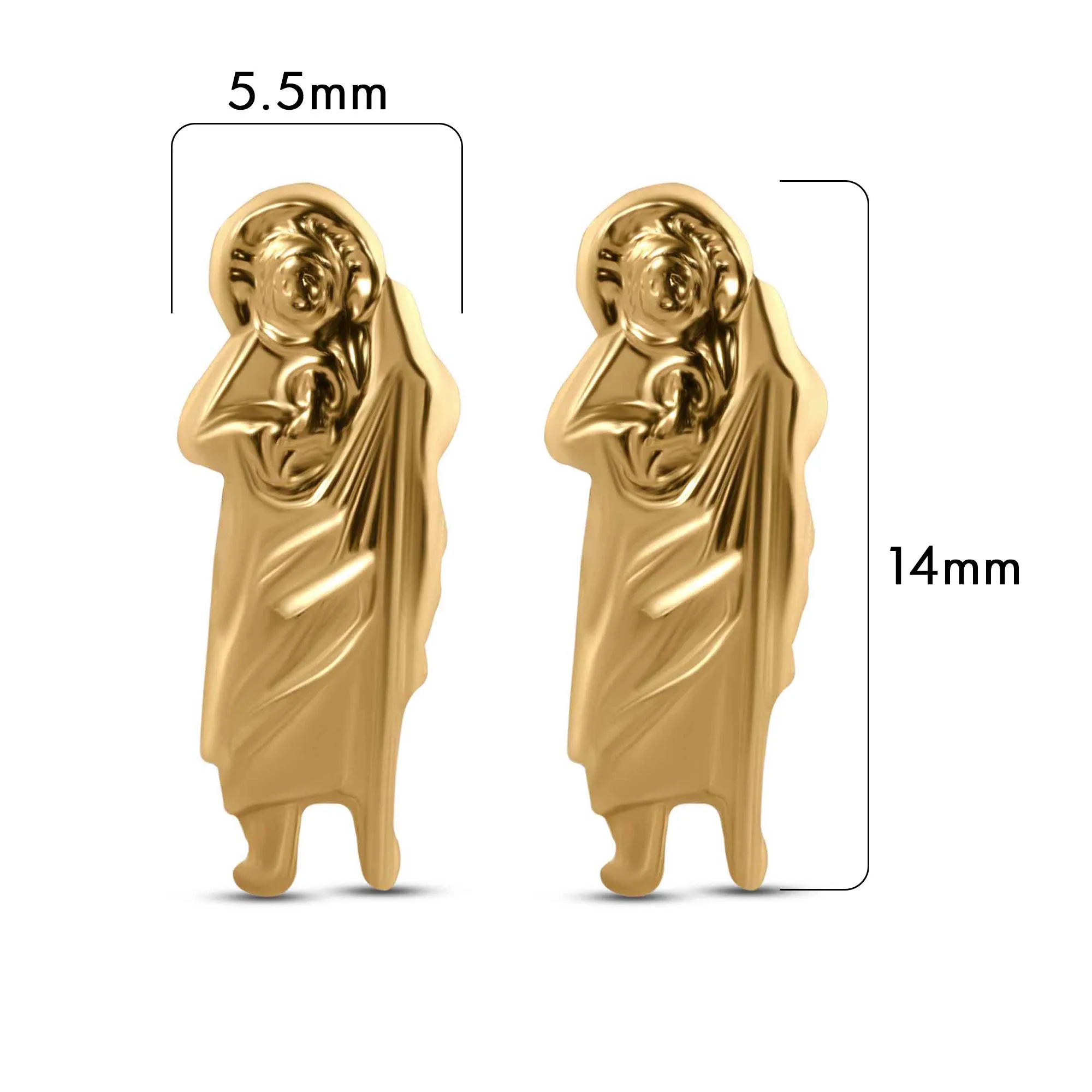 14E00352. - 14 Karat Yellow Saint Jude Screw Back Earrings