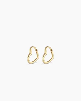 14k Gold Mini Open Heart Huggies