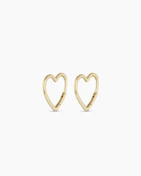 14k Gold Open Heart Huggies