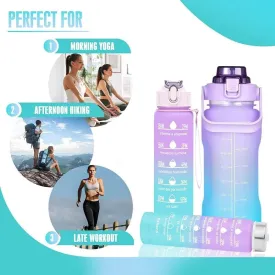 3 in 1 Water Bottle with Motivational Time Marker, Leakproof Durable BPA Free Non-Toxic Water bottle