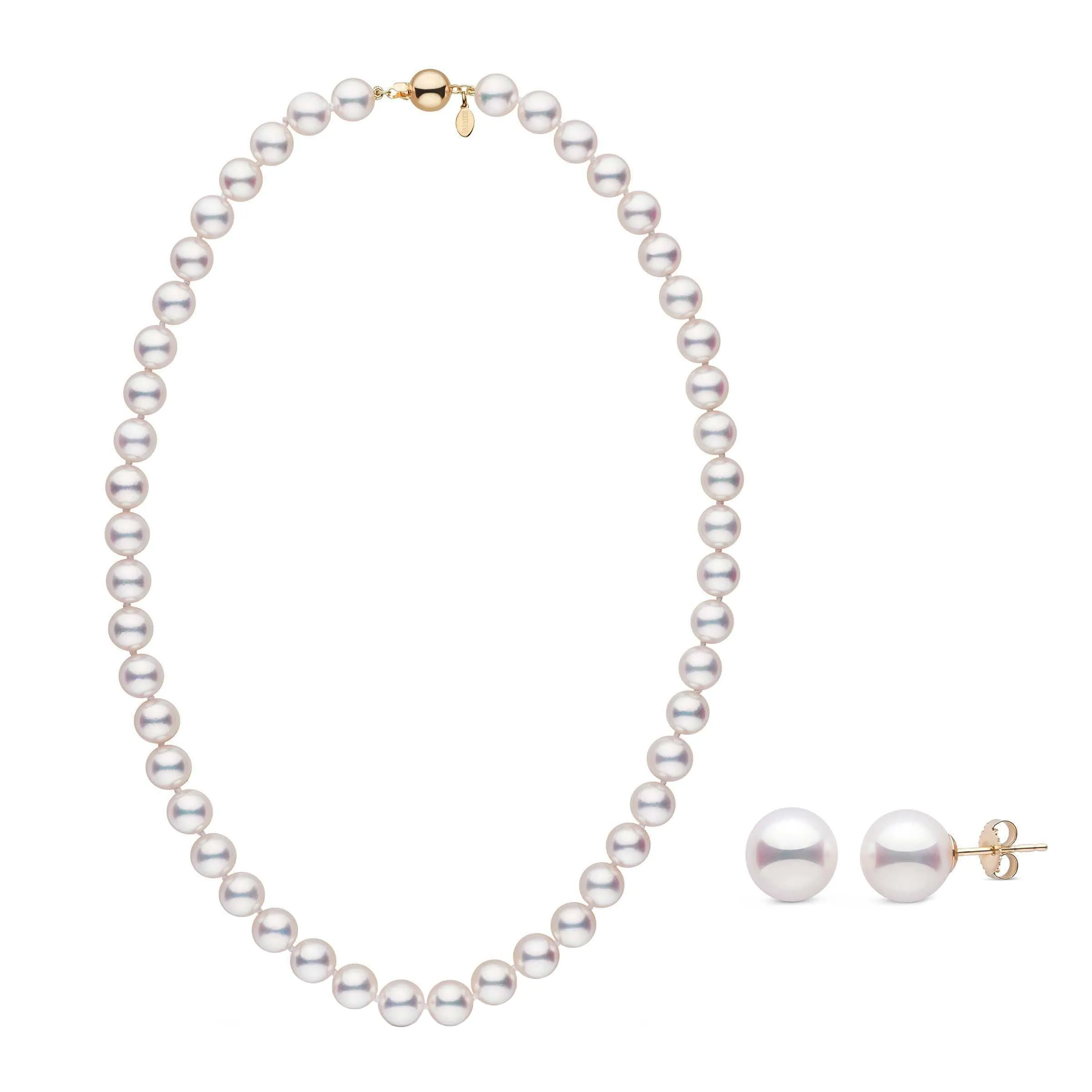 9.0-9.5 mm White Hanadama Akoya Pearl Set