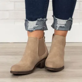 A Midnight Walk Booties, Taupe