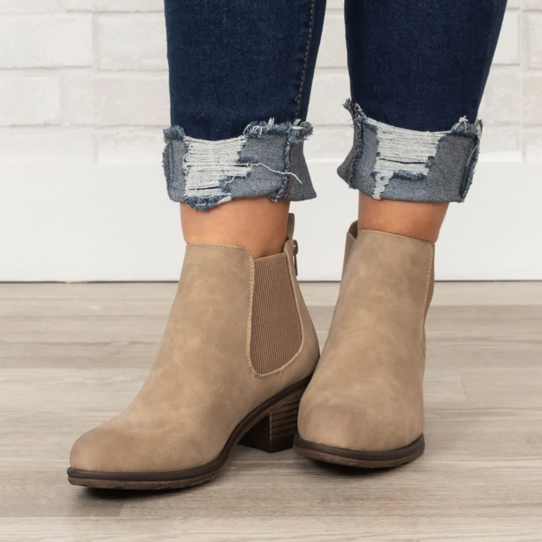 A Midnight Walk Booties, Taupe