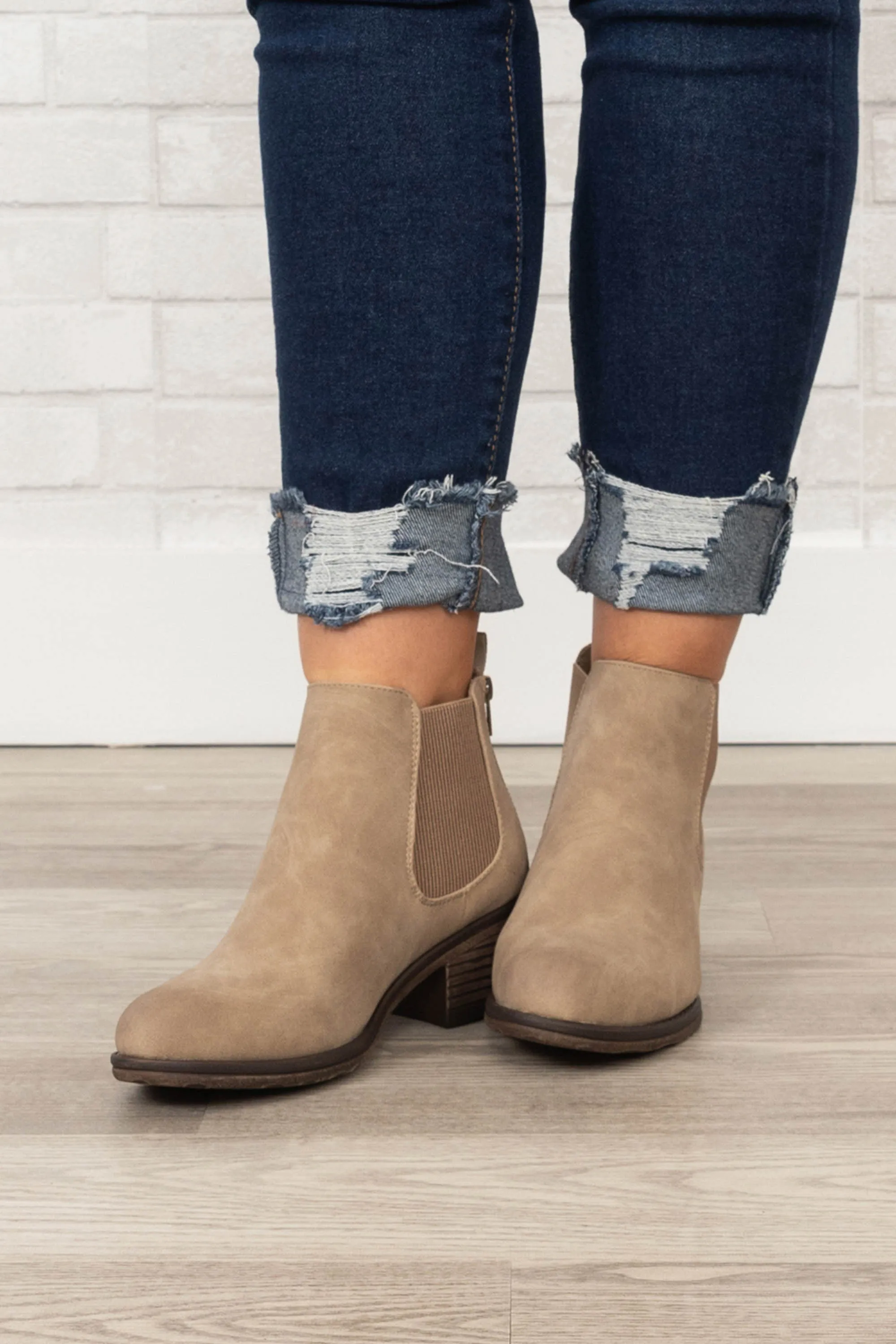 A Midnight Walk Booties, Taupe