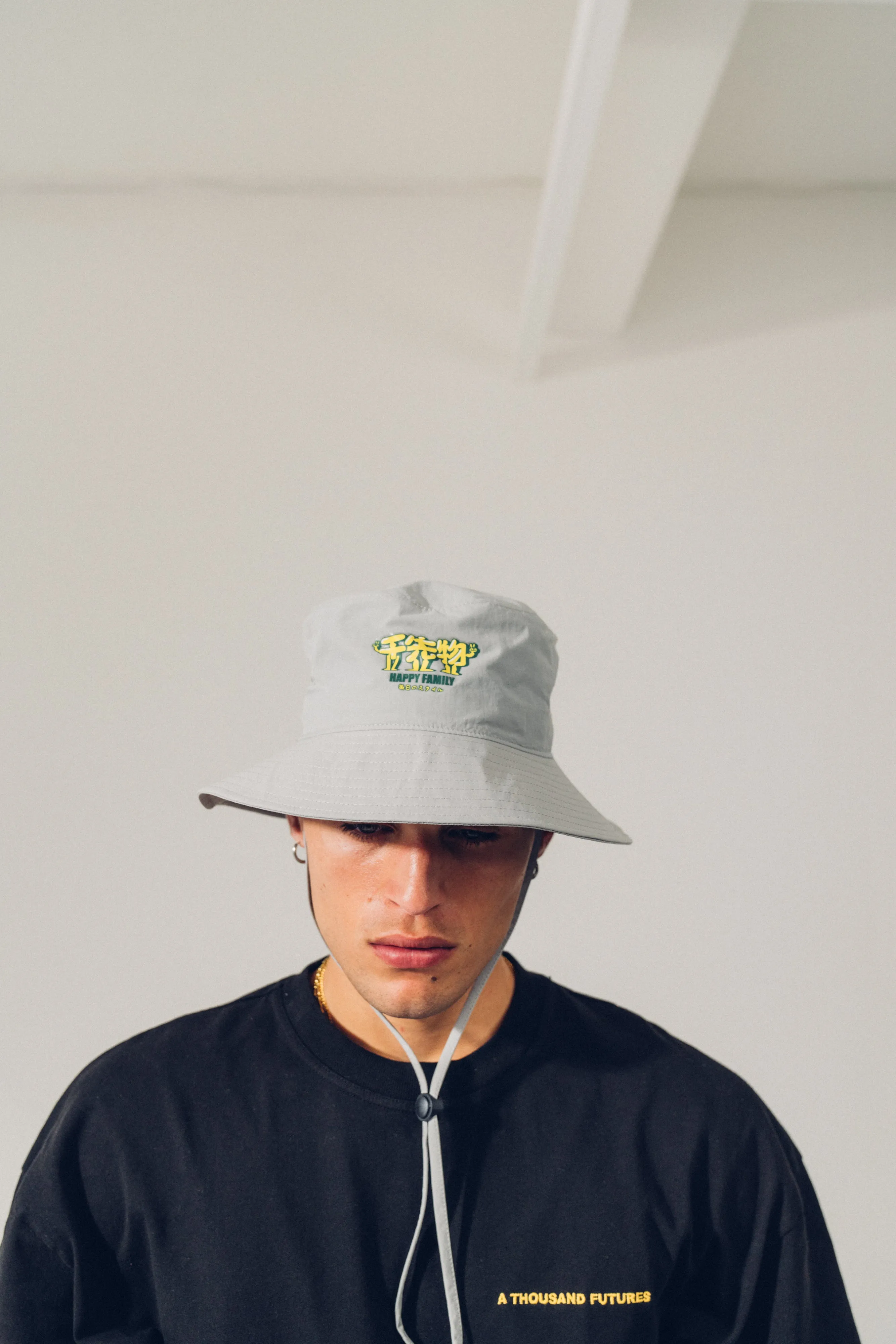 A Thousand Futures 'Happy Family' Wide Brim Bucket Hat - Nylon Grey