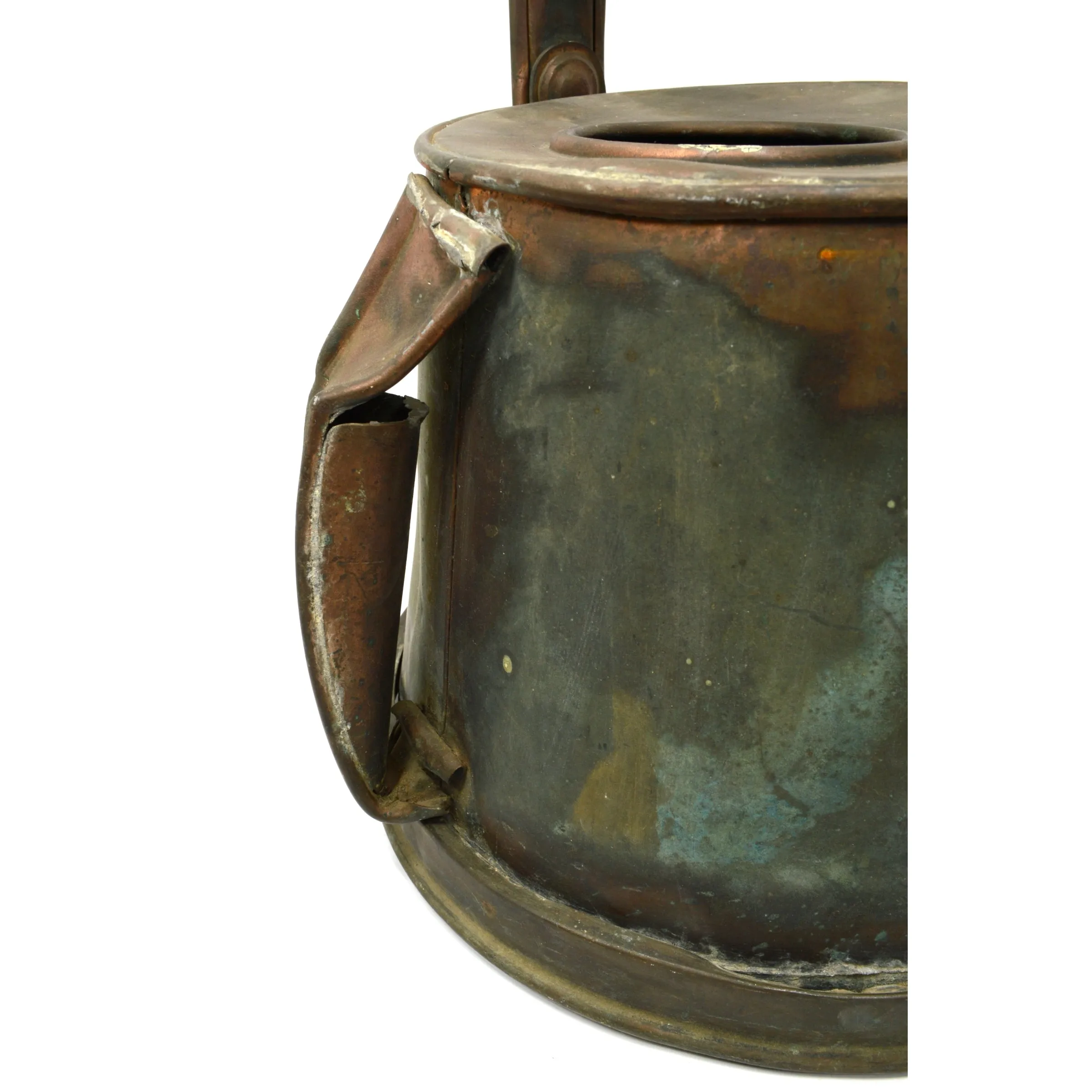 Antique CRUDE COPPER JUG Primitive FRENCH KETTLE Watering Can ODD BUCKET Patina!