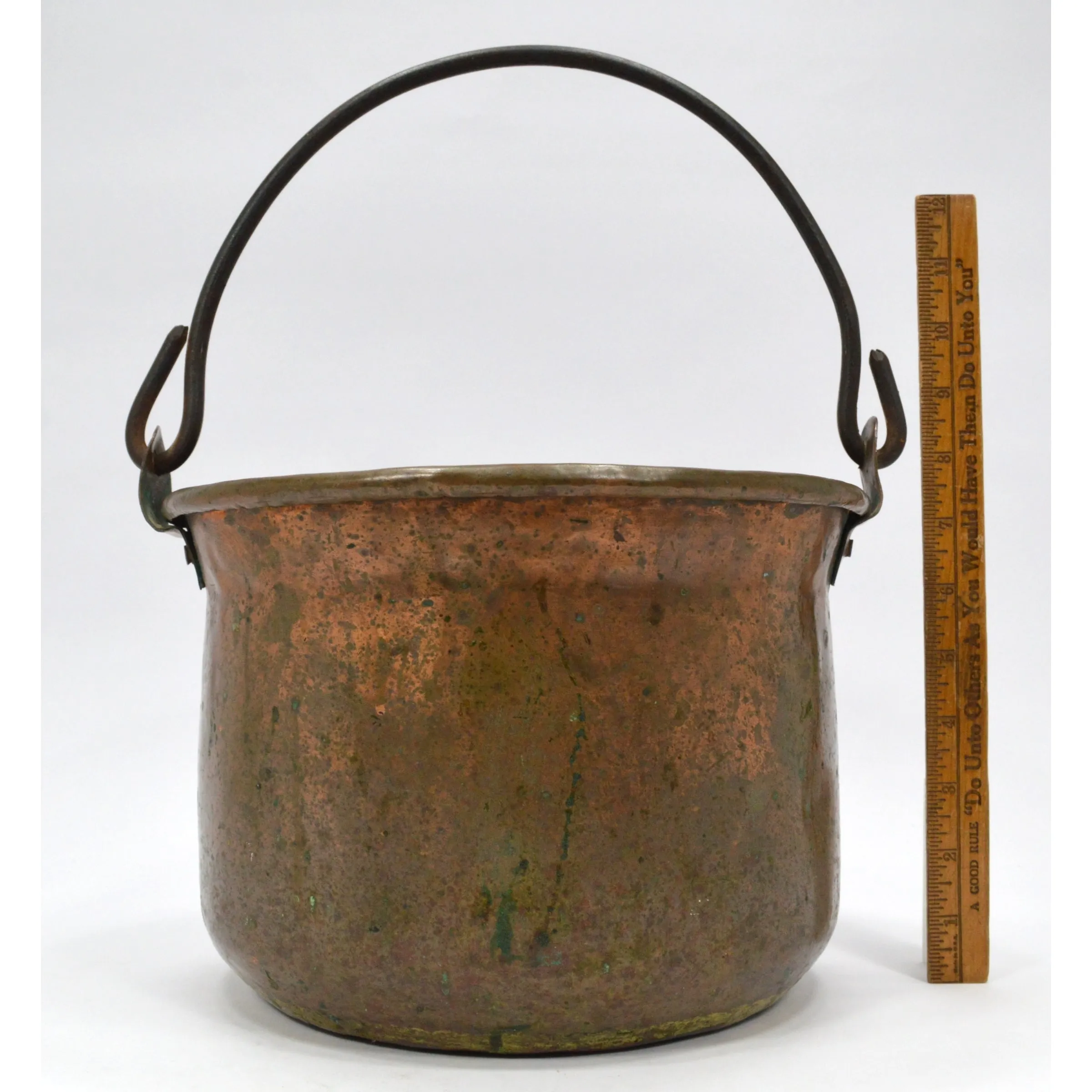 Antique DOVETAILED COPPER POT/KETTLE Dovetail IRON HANDLED BUCKET 8-Liter/2-Gal.