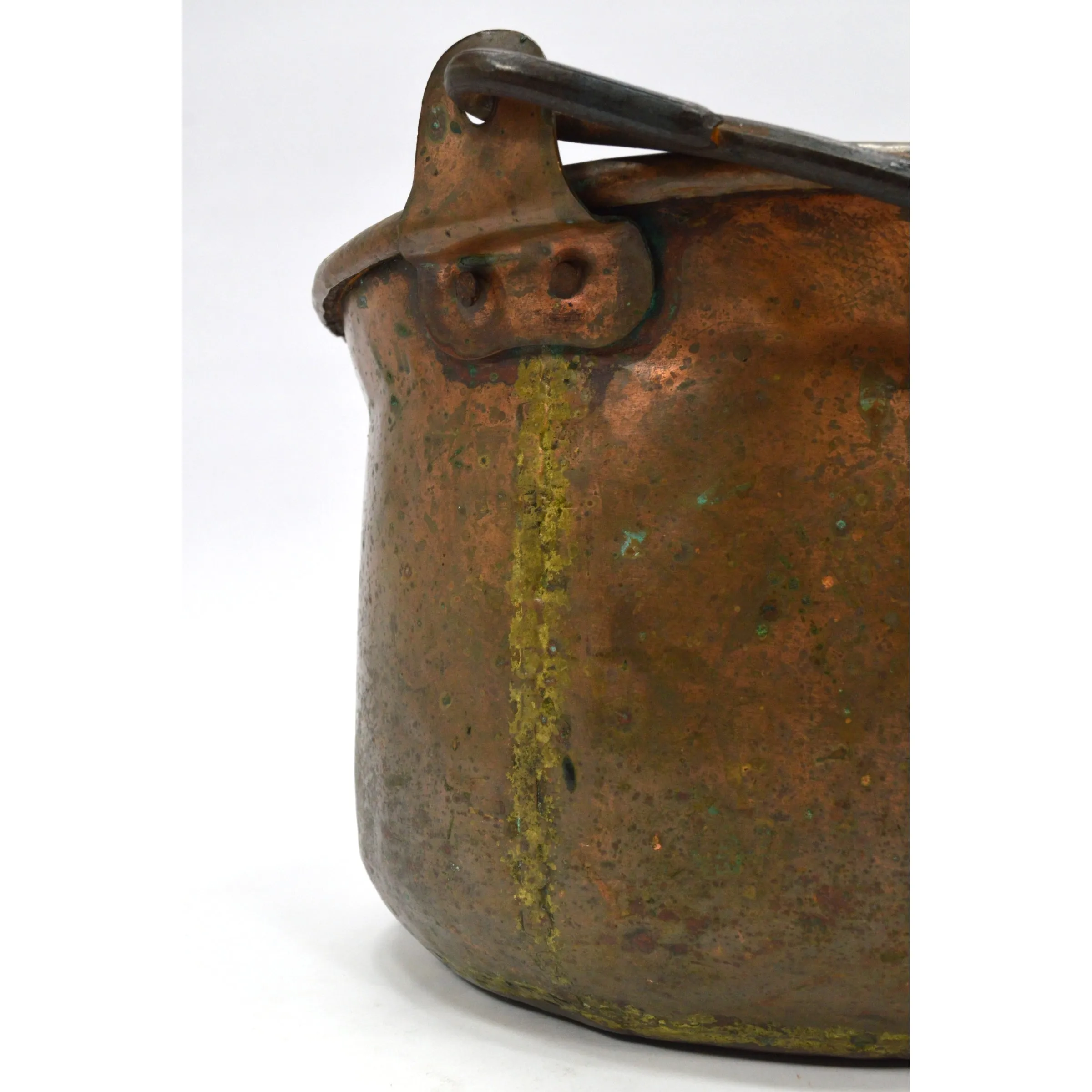 Antique DOVETAILED COPPER POT/KETTLE Dovetail IRON HANDLED BUCKET 8-Liter/2-Gal.