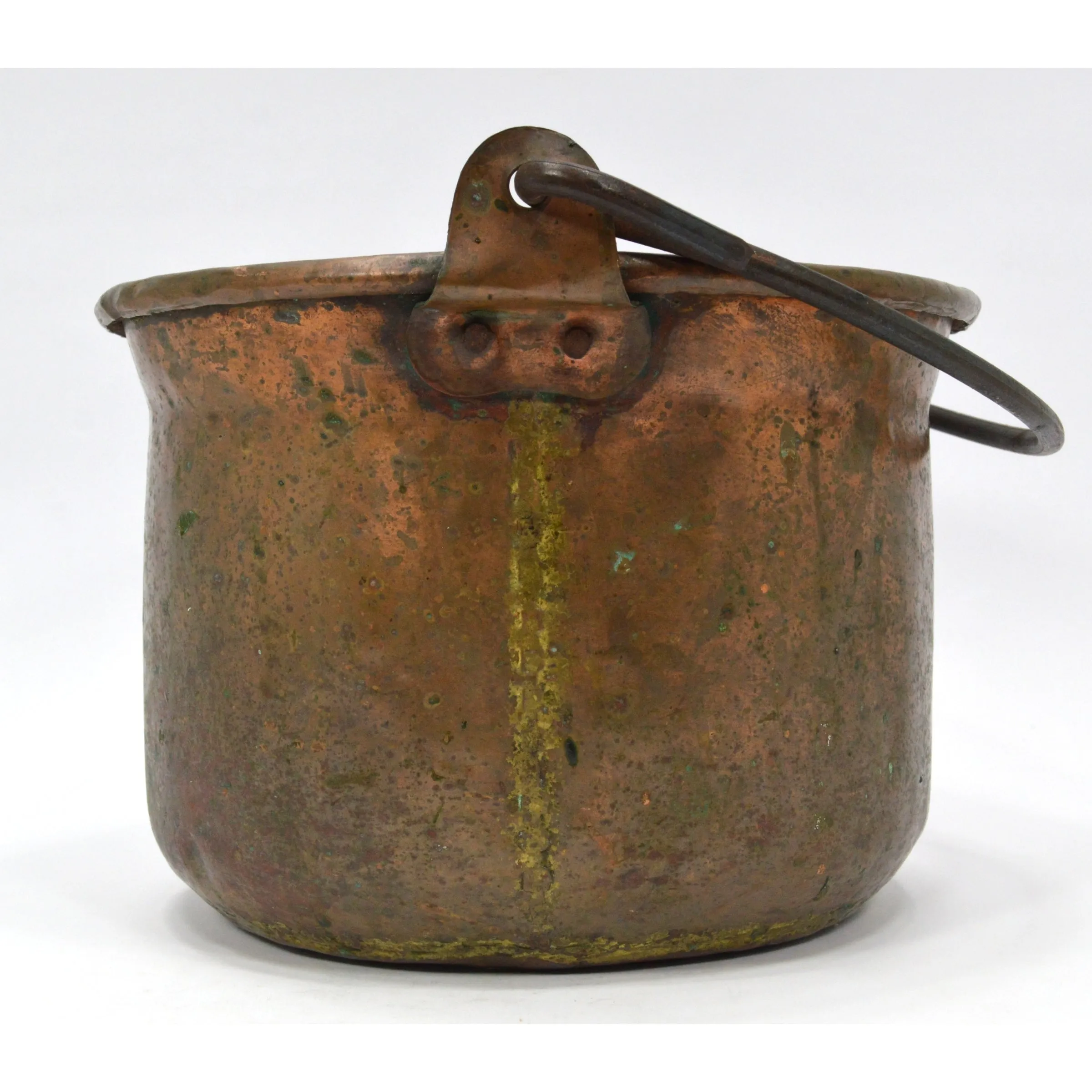 Antique DOVETAILED COPPER POT/KETTLE Dovetail IRON HANDLED BUCKET 8-Liter/2-Gal.