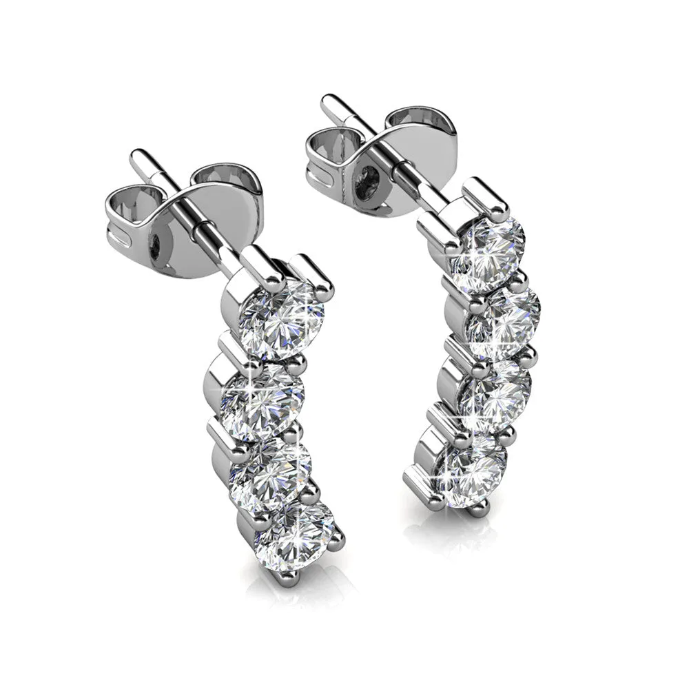 Aubree 18k White Gold Plated Crystal Drop Stud Earrings