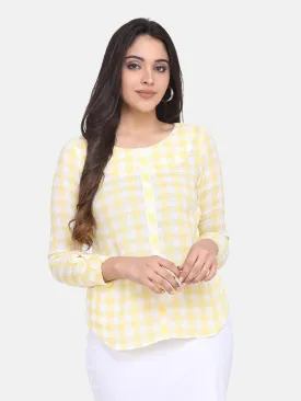 Checkered Cotton Top - Lemon Yellow