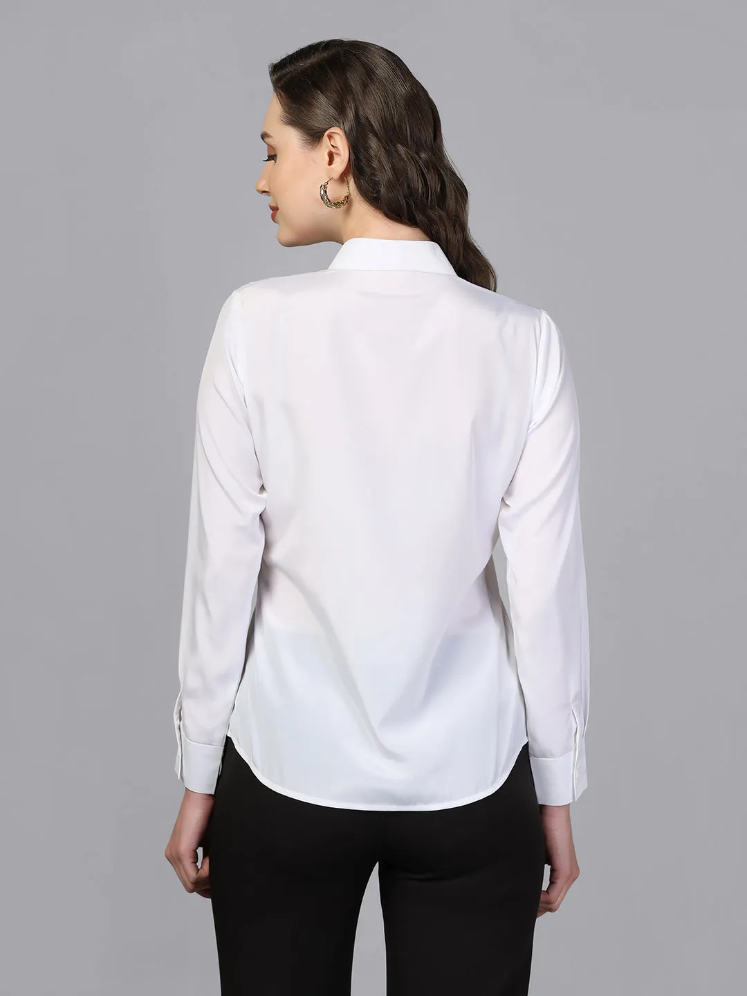 Collared crepe shirt - White