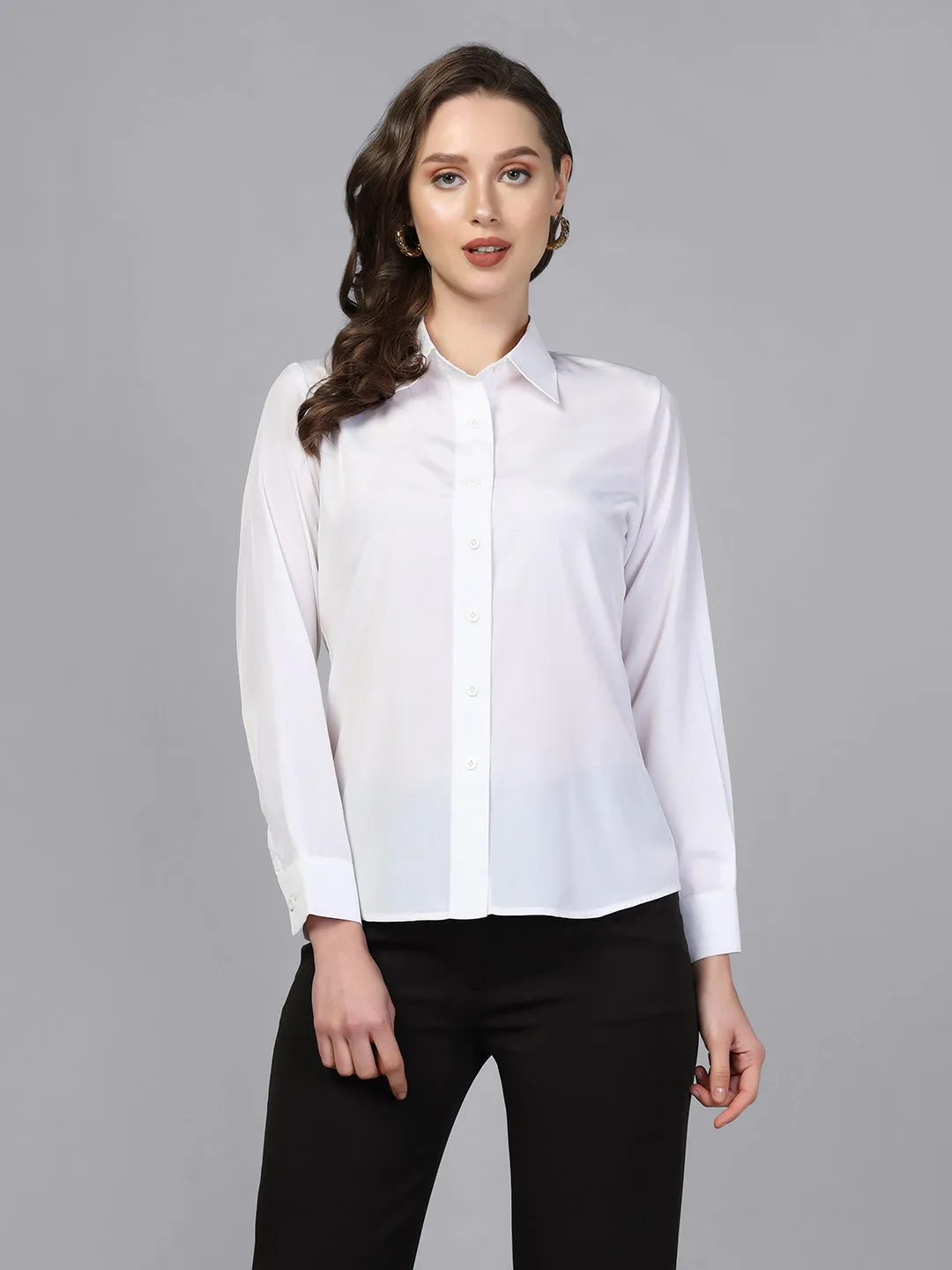 Collared crepe shirt - White