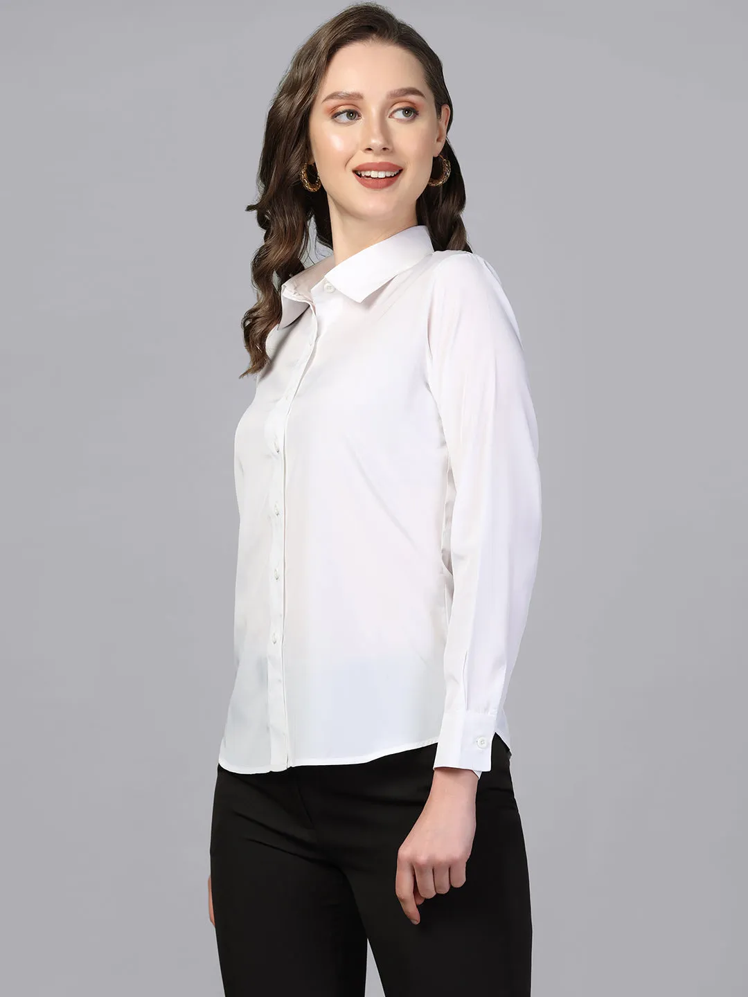 Collared crepe shirt - White