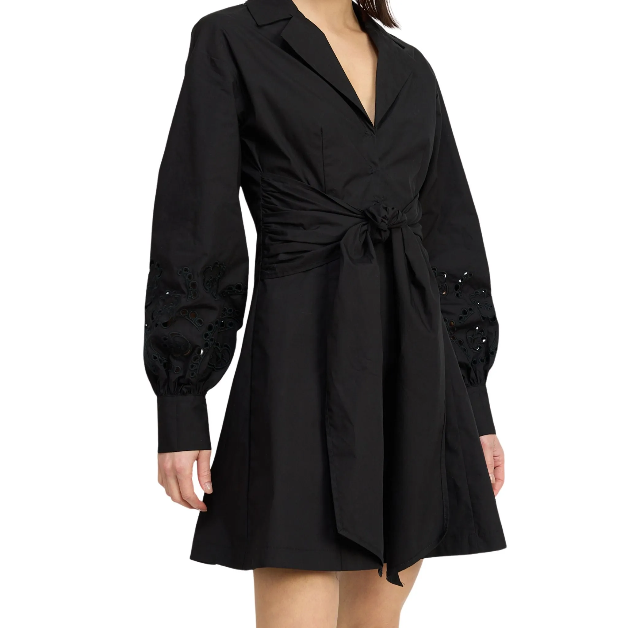 Cotton Tie Front Shirt Dress