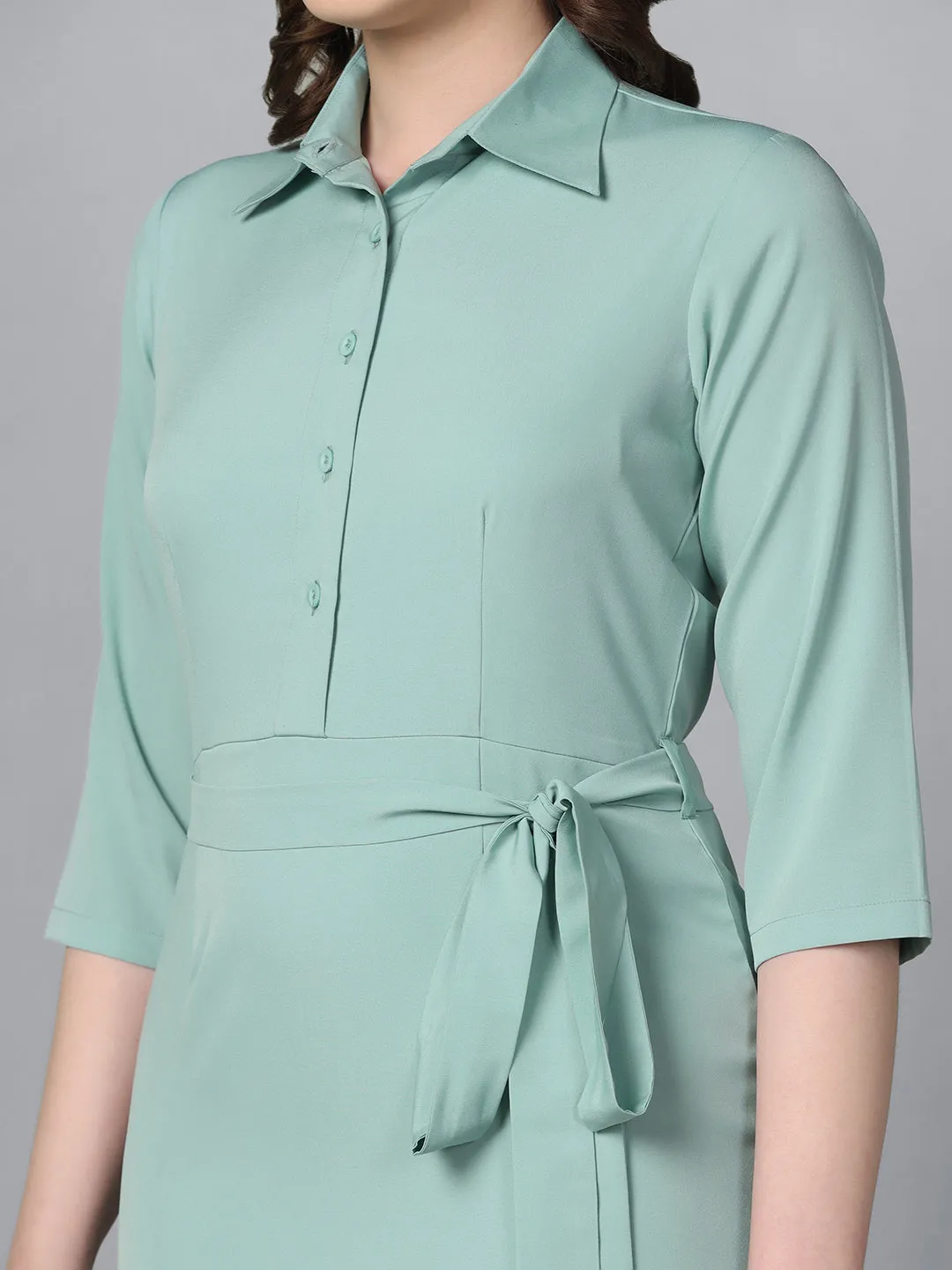 Crepe Collared Dress : Light Blue