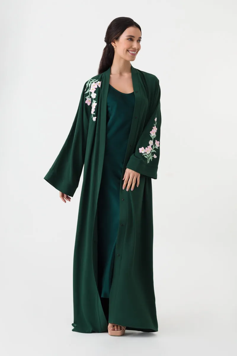 Emerald Green Floral Abaya