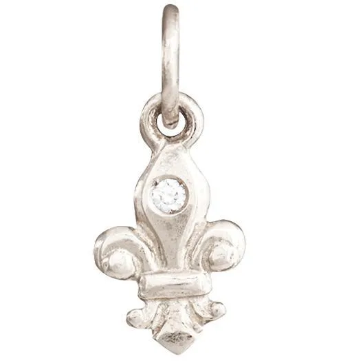 Fleur De Lis Mini Charm With Diamond