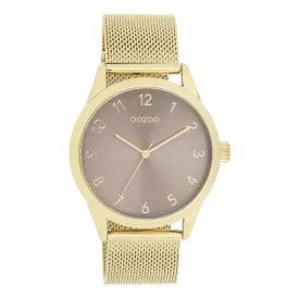 Gold coloured OOZOO watch with gold coloured metal mesh bracelet - C11323