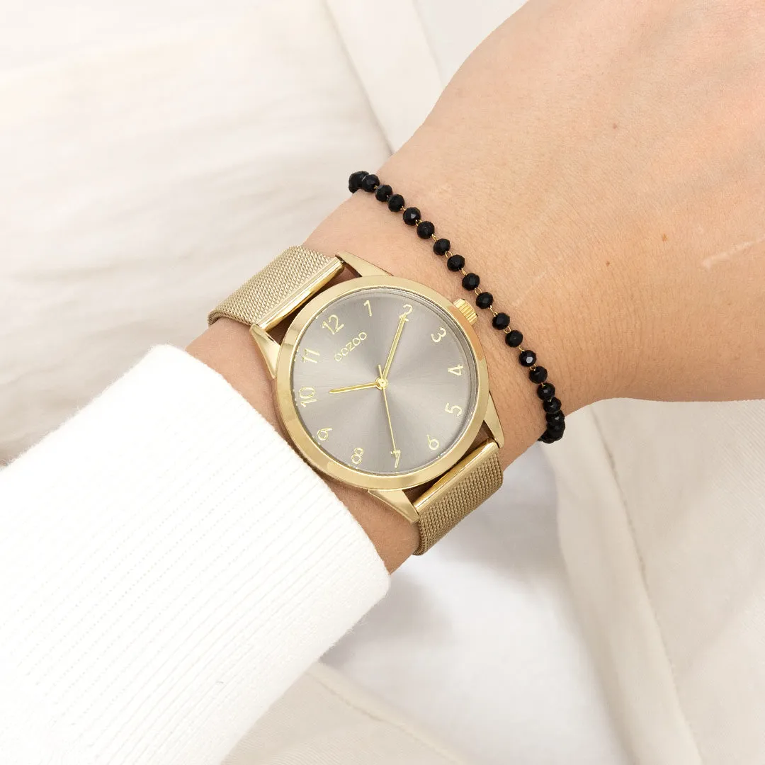 Gold coloured OOZOO watch with gold coloured metal mesh bracelet - C11323