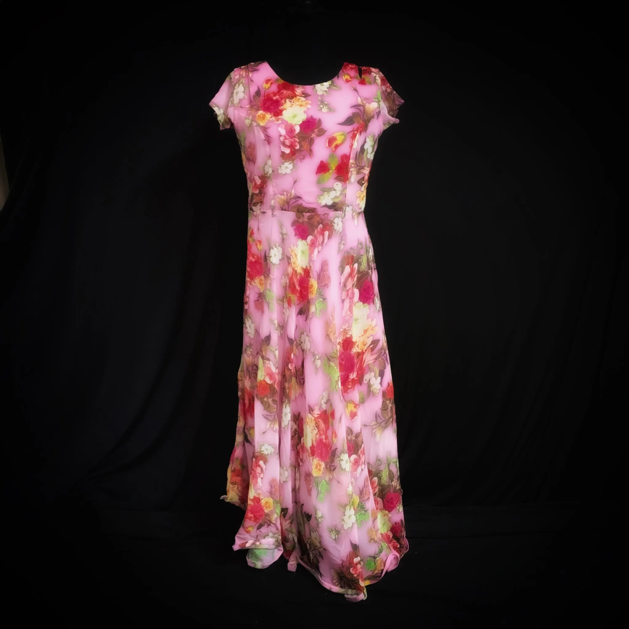 Gorgeous Chiffon Pink Floral Dress Style Kurthi