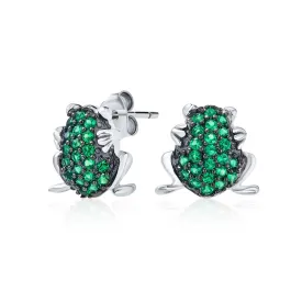 Green Frog Todd Cubic Zirconia CZ Stud Earrings .925 Sterling Silver