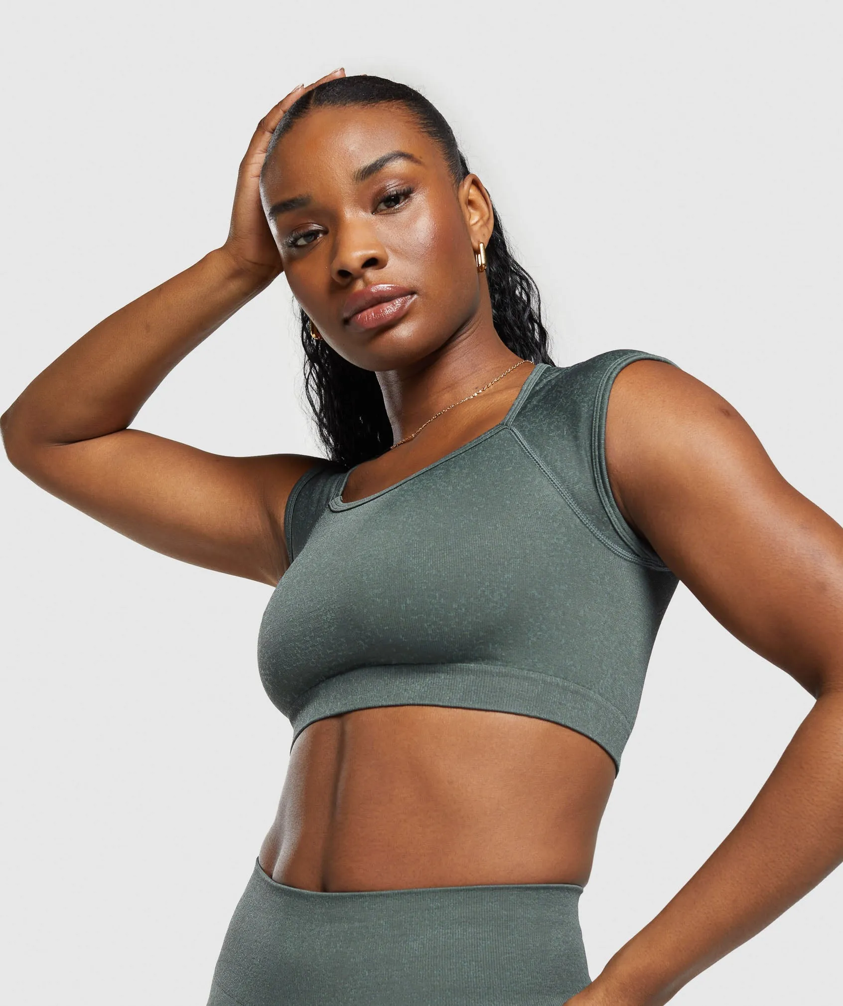 Gymshark Adapt Fleck Seamless Crop Top - Slate Teal/Cargo Teal