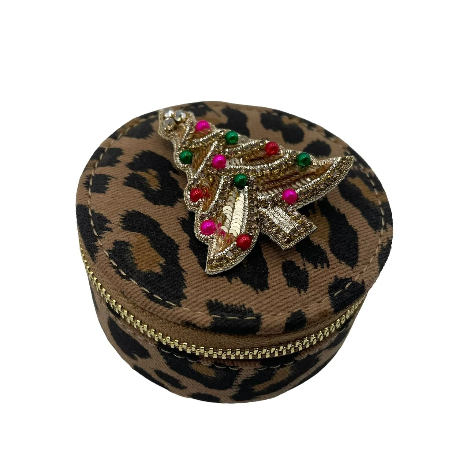 Jewellery travel pot - leopard print - kitsch tree