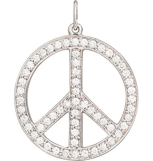 Large Peace Sign Cutout Charm Pavé Diamonds