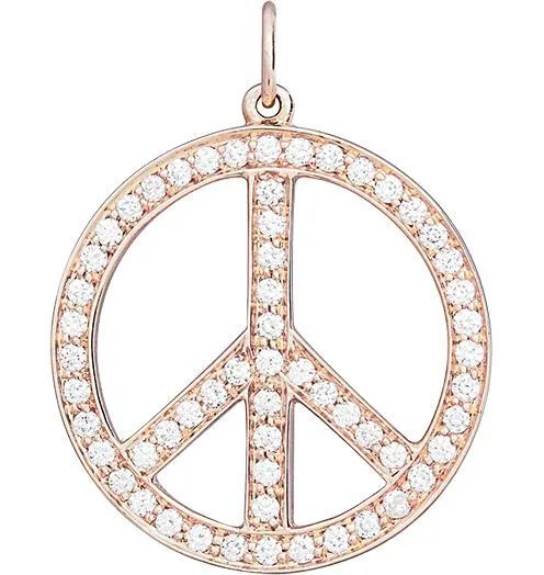 Large Peace Sign Cutout Charm Pavé Diamonds