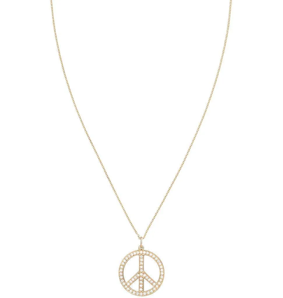 Large Peace Sign Cutout Charm Pavé Diamonds