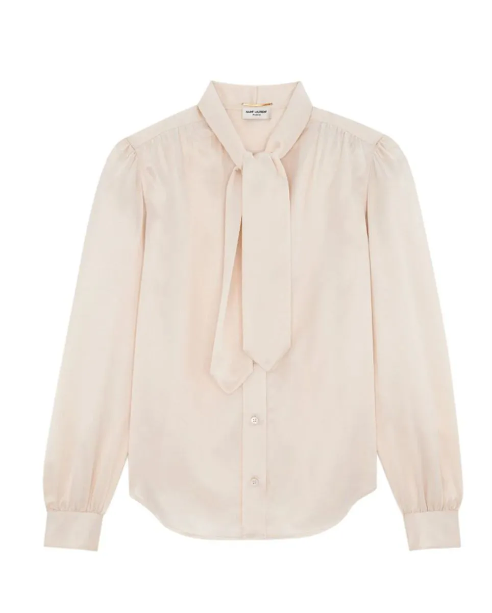 LAVALLIÈRE-NECK SILK-SATIN BLOUSE