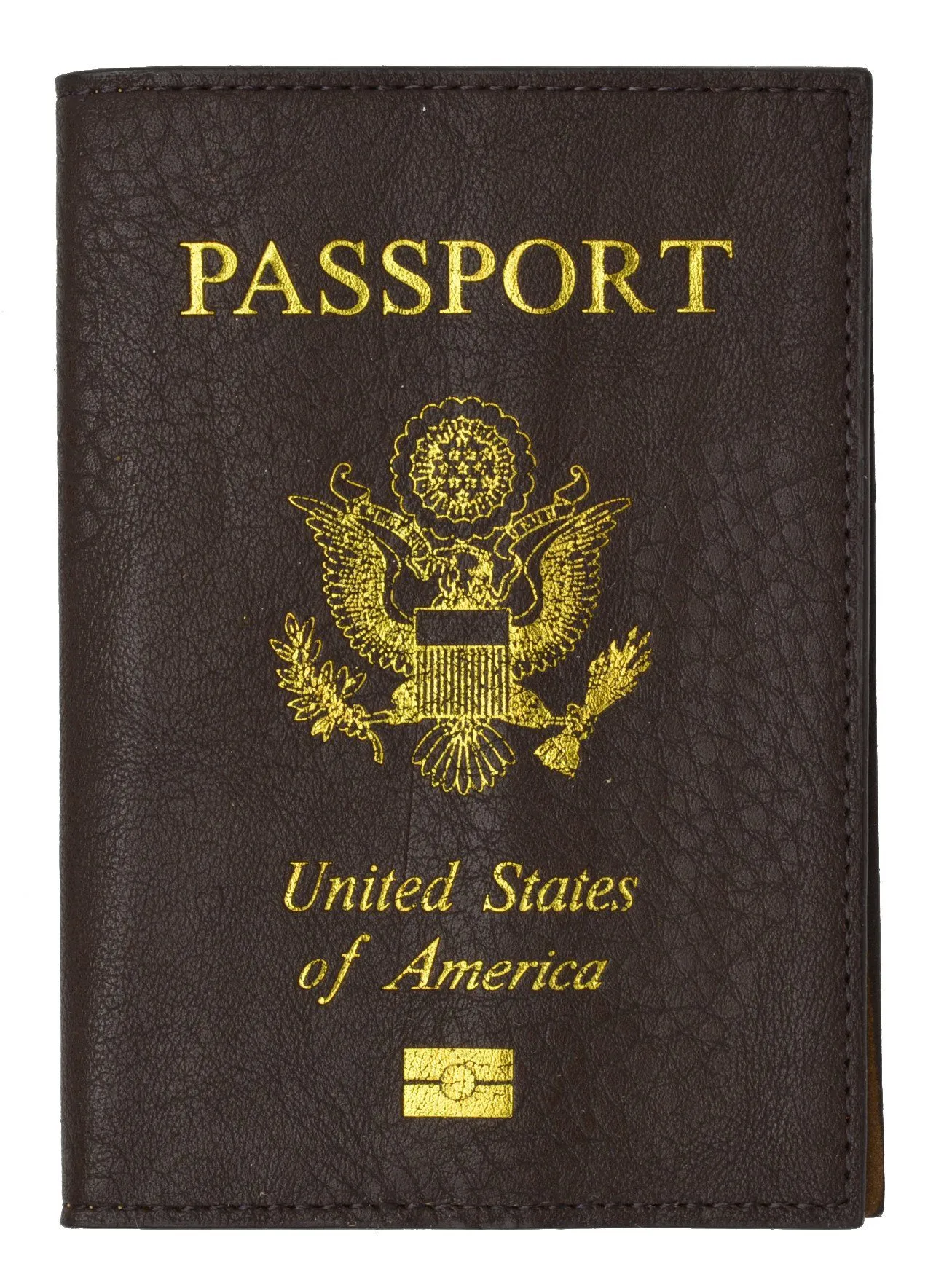 Leather USA Logo Passport Holder - Brown