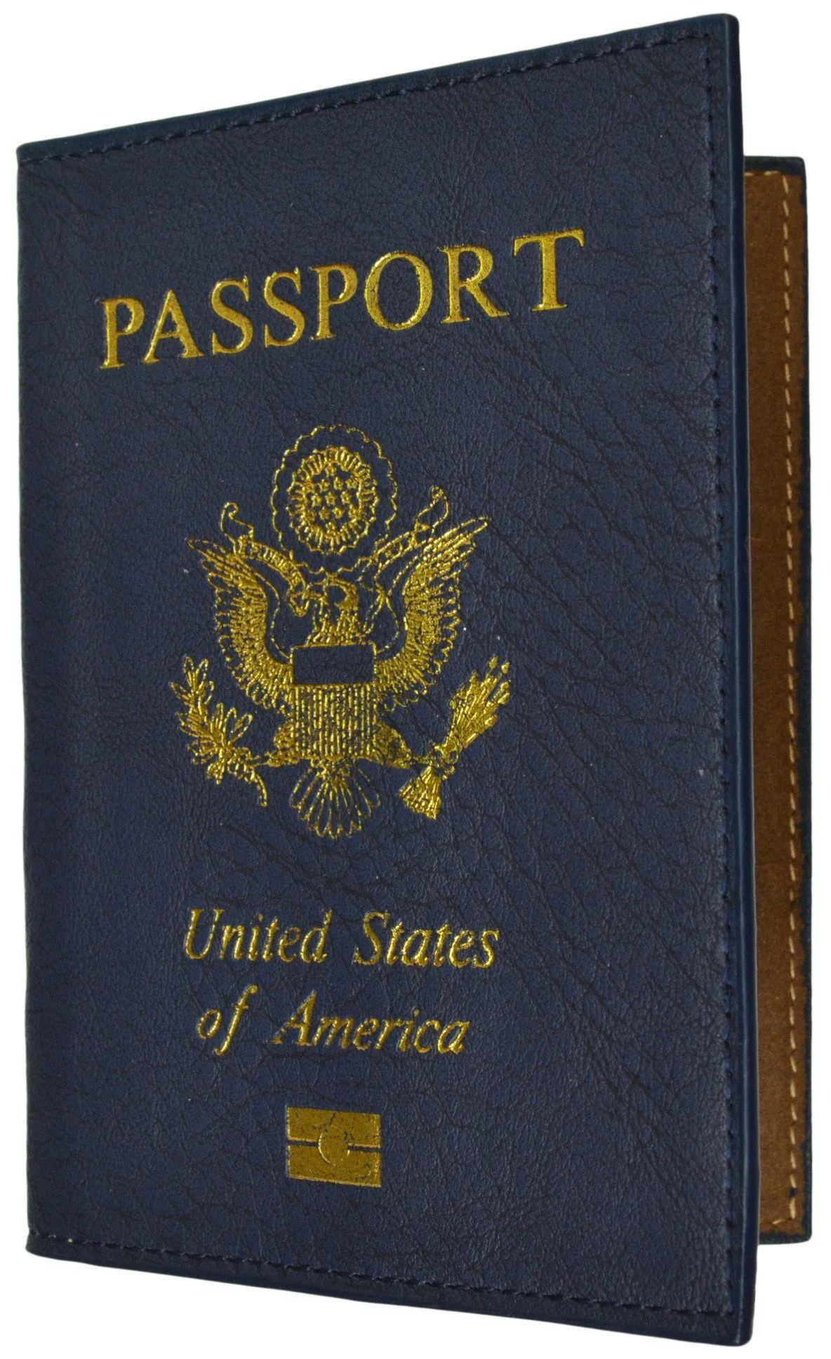 Leather USA Logo Passport Holder - Purple