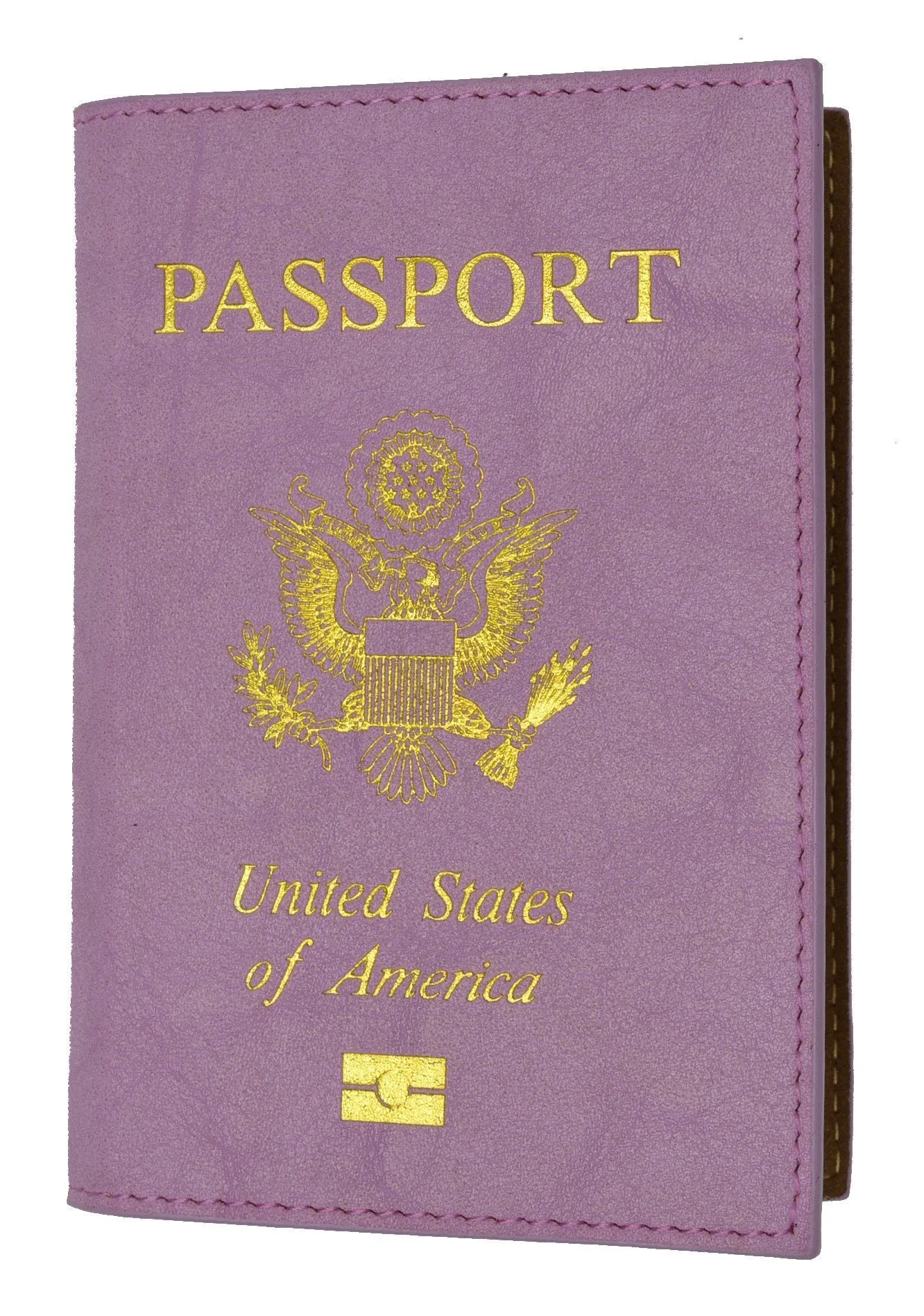 Leather USA Logo Passport Holder - Purple