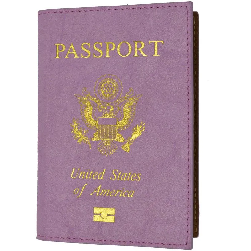 Leather USA Logo Passport Holder - Purple