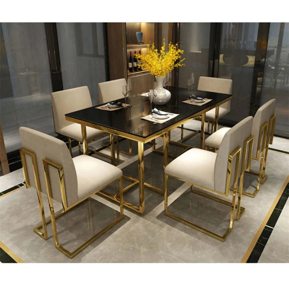 London Luxury Dining Table in Suede