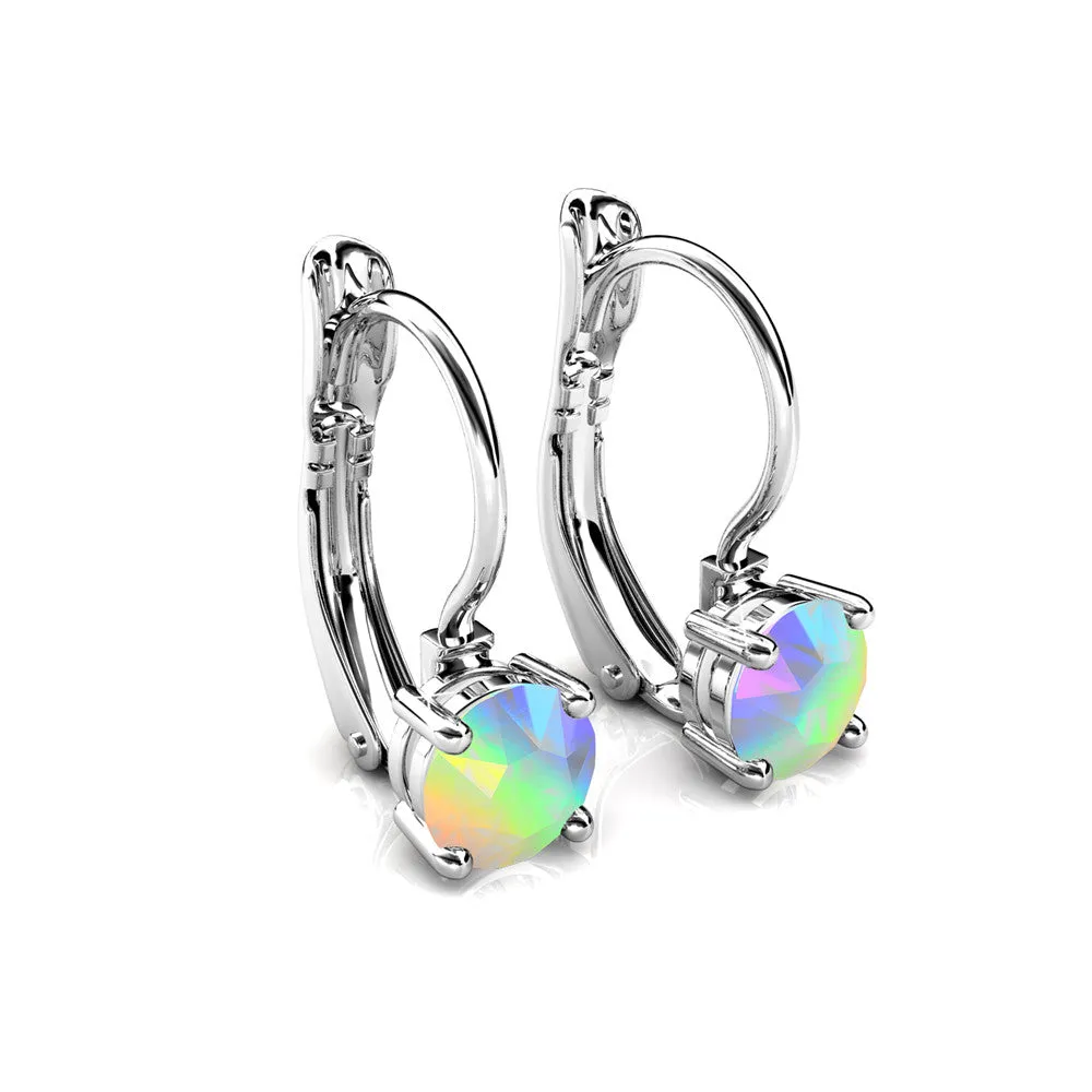 Lyric 18k White Gold Plated Drop Earrings with Opal