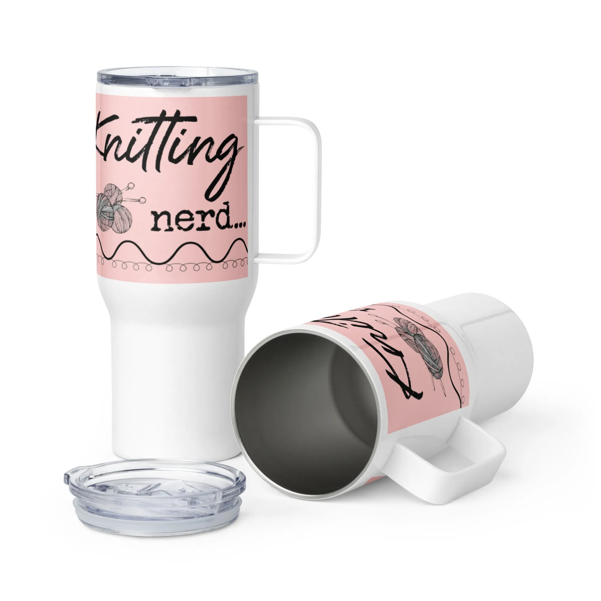 NEW! Travel mug for "knitting nerds"