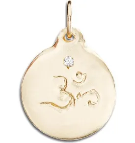 Om Disk Charm With Diamond