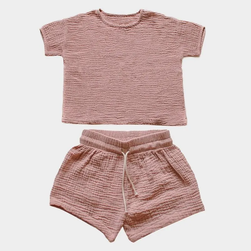 Oversized Waffle Tee and Drawstring Shorts Set