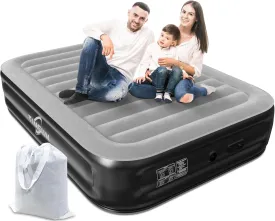 Queen Air Mattress with Built in Pump, 18" Durable Air Bed for Camping, Home & Guests