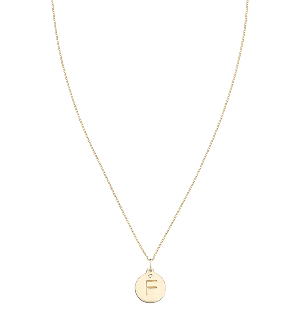 "F" Alphabet Charm With Diamond