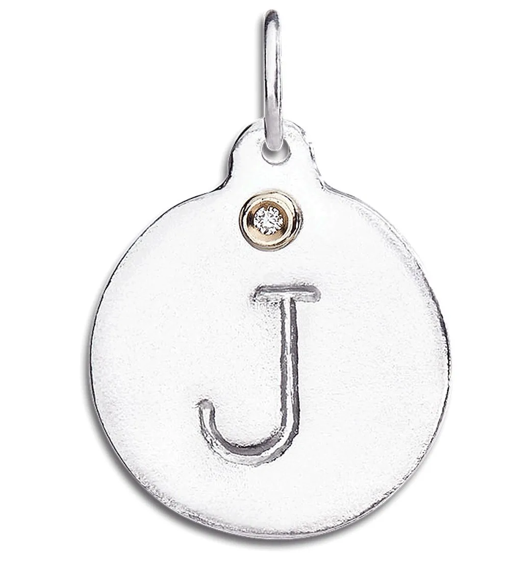 "J" Alphabet Charm With Diamond