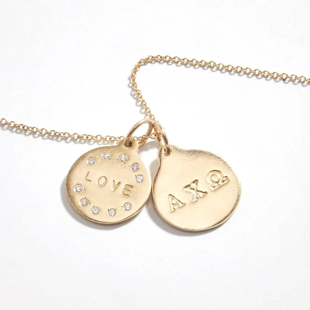 "Love" Disk Charm Pavé Diamonds