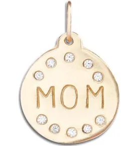 "Mom" Disk Charm Pavé Diamonds