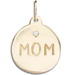 "Mom" Disk Charm With Diamond