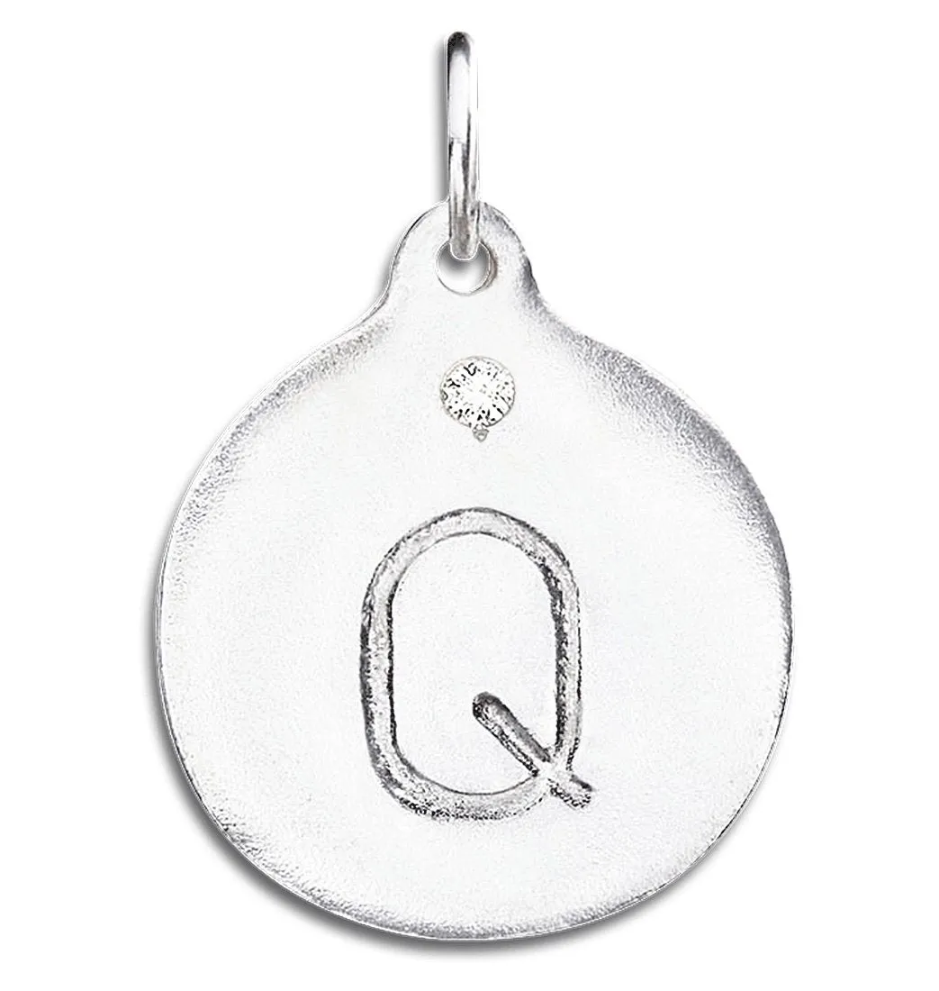 "Q" Alphabet Charm With Diamond